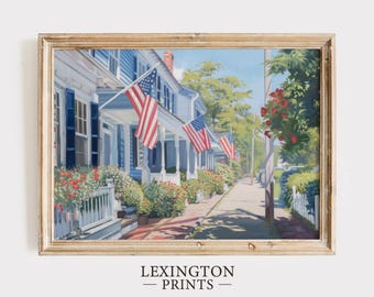 Coastal American Flag Print, Summer PRINTABLE Wall Art, 4th of July ...