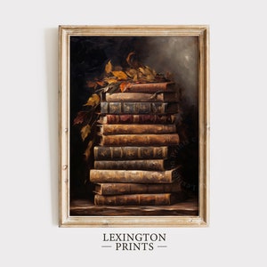 Vintage book art painting oil painting art print displayed in an antique frame against a white background. The painting features intricate brushwork and colors. The shop name Lexington Prints is written out beneath the wall art frame.