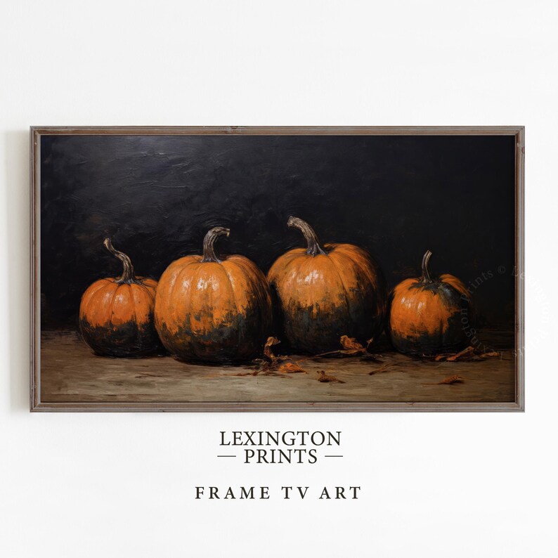 Vintage Halloween Frame TV art for Samsung Frame TV set of 18. This is a bundle of spooky Halloween TV art of jack o lanterns, ghosts, witches, pumpkins, etc and is meant to be displayed in a Frame TV. The shop name Lexington Prints is listed beneath