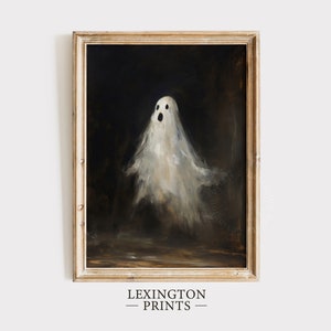 Vintage ghost painting oil painting art print displayed in an antique frame against a white background. The painting features intricate brushwork and colors. The shop name Lexington Prints is written out beneath the wall art frame.