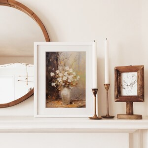 Fall Vintage fall botanical wall art flower painting oil painting art print displayed in an antique frame against a white background. The painting features intricate brushwork and colors. The shop name Lexington Prints is written out beneath