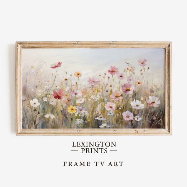 Neutral Wildflower TV Art Spring TV Art, Samsung Frame TV Art, Easter Tv Art Neutral, Spring Decor Vintage Farmhouse Tv Art Floral Art 635