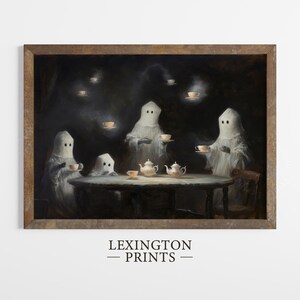 Vintage ghost painting oil painting art print displayed in an antique frame against a white background. The painting features intricate brushwork and colors. The shop name Lexington Prints is written out beneath the wall art frame.