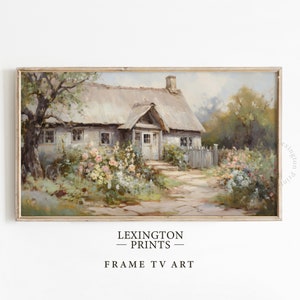 Vintage Spring Frame TV art bundle set of 16 for Samsung Frame TV of Spring wildflowers, cottages, bunnies, and more. This Spring wall art decor can also be used as Easter decor. The shop name Lexington Prints is listed below.
