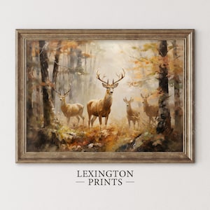 Fall Wall Decor Printable Deer Painting Forest Art Painting Rustic Fall Art Vintage Autumn Wall Print Autumn Decor Thanksgiving Print 122
