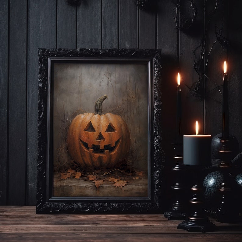 Jack O Lantern Art Halloween Decor Printable Pumpkin Decor Painting ...