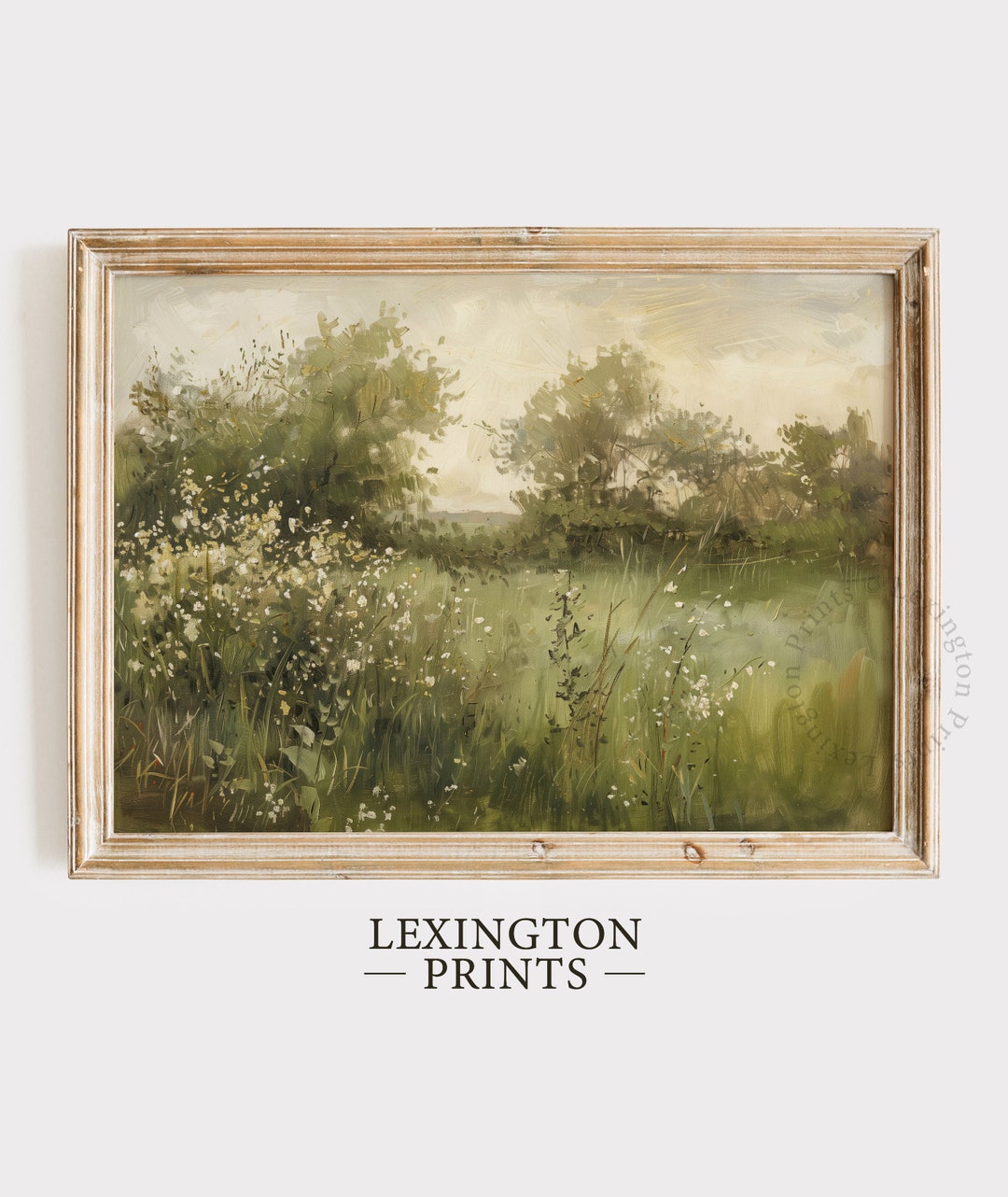 Rustic Wildflower Field Printable Landscape Painting, Neutral Wall Art ...