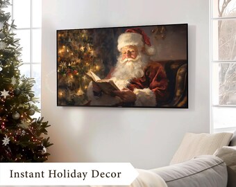 Generisch Vintage Noël Toile Art Mural Art ,Père-Noël Lecture