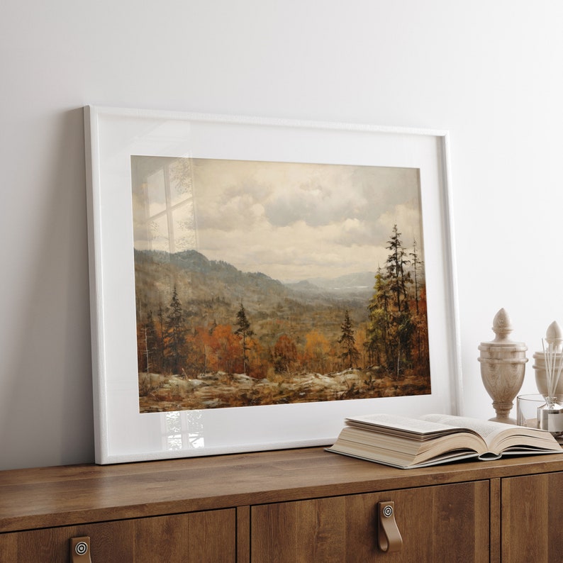 Vintage Autumn Landscape Painting Fall Landscape Wall Art Autumn Decor ...