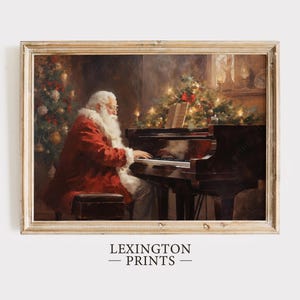 Santa Christmas Santa Playing Piano Christmas Wall Art Santa Vintage Christmas Academia Winter Music Wall Art Piano Oil Painting Digital 292