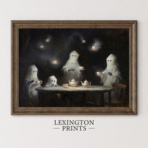 Vintage ghost painting oil painting art print displayed in an antique frame against a white background. The painting features intricate brushwork and colors. The shop name Lexington Prints is written out beneath the wall art frame.