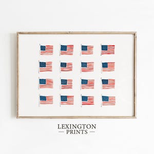 Printable American Flag Wall Art, Vintage 4th of July Print, Fourth of July Painting, Patriotic Americana Wall Decor Digital Download 1209