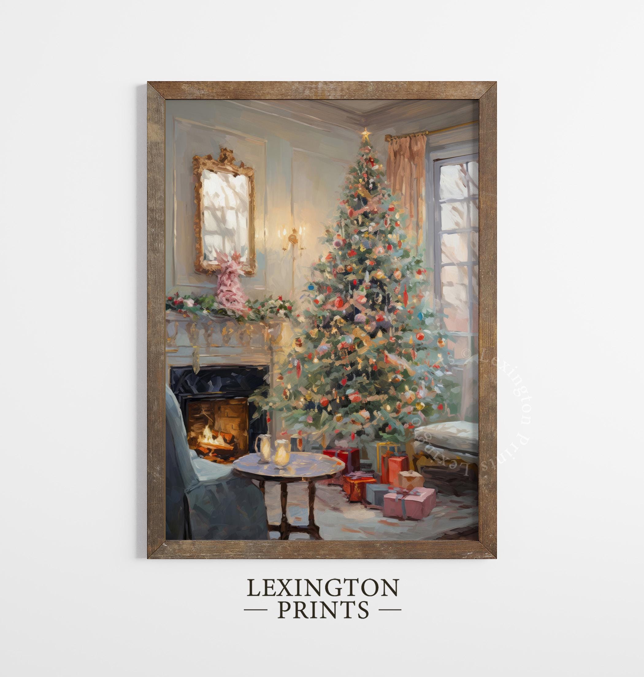 Vintage Christmas Wall Art Christmas Tree Wall Print