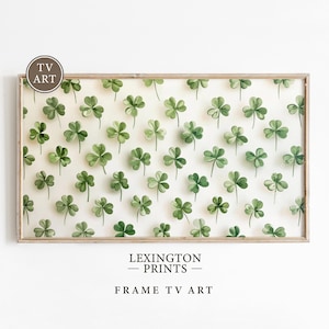 St Patricks Day Samsung Frame TV Art, Trendy St Patricks Day TV Art, Spring TV Art Green Shamrock Clover Frame Tv Art Digital Download 1029