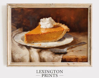 Fall Wall Art Pumpkin Pie Fall Decor Digital Fall Oil Painting Pumpkin Fall Print Autumn Decor Vintage Fall Kitchen Wall Decor Farmhouse 339
