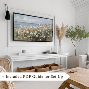 Vintage Summer Frame TV art for Samsung Frame TV of a floral neutral wildflower field. This Spring wall art decor is meant to be displayed in a Frame TV. It can also be used as Spring decor. The shop name Lexington Prints is listed below