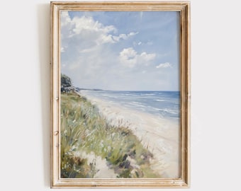 Neutral Beach Print, Summer PRINTABLE Wall Art, Coastal Wall Art Beach Poster, Ocean Wall Art Summer Painting Bathroom Digital Download 1158