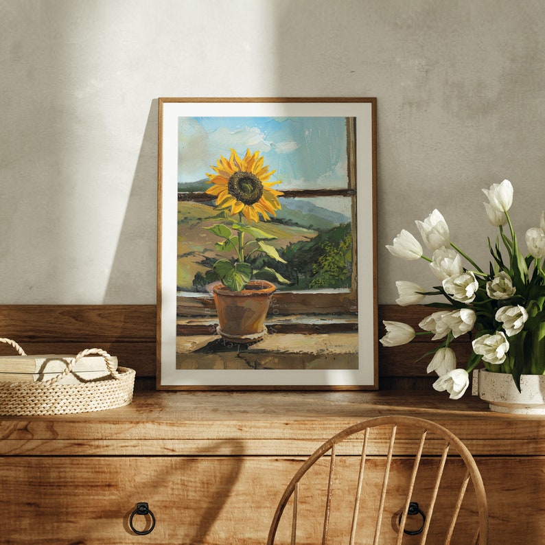 Rustic Sunflower Print, Vintage Printable Wall Art, Farmhouse Decor ...