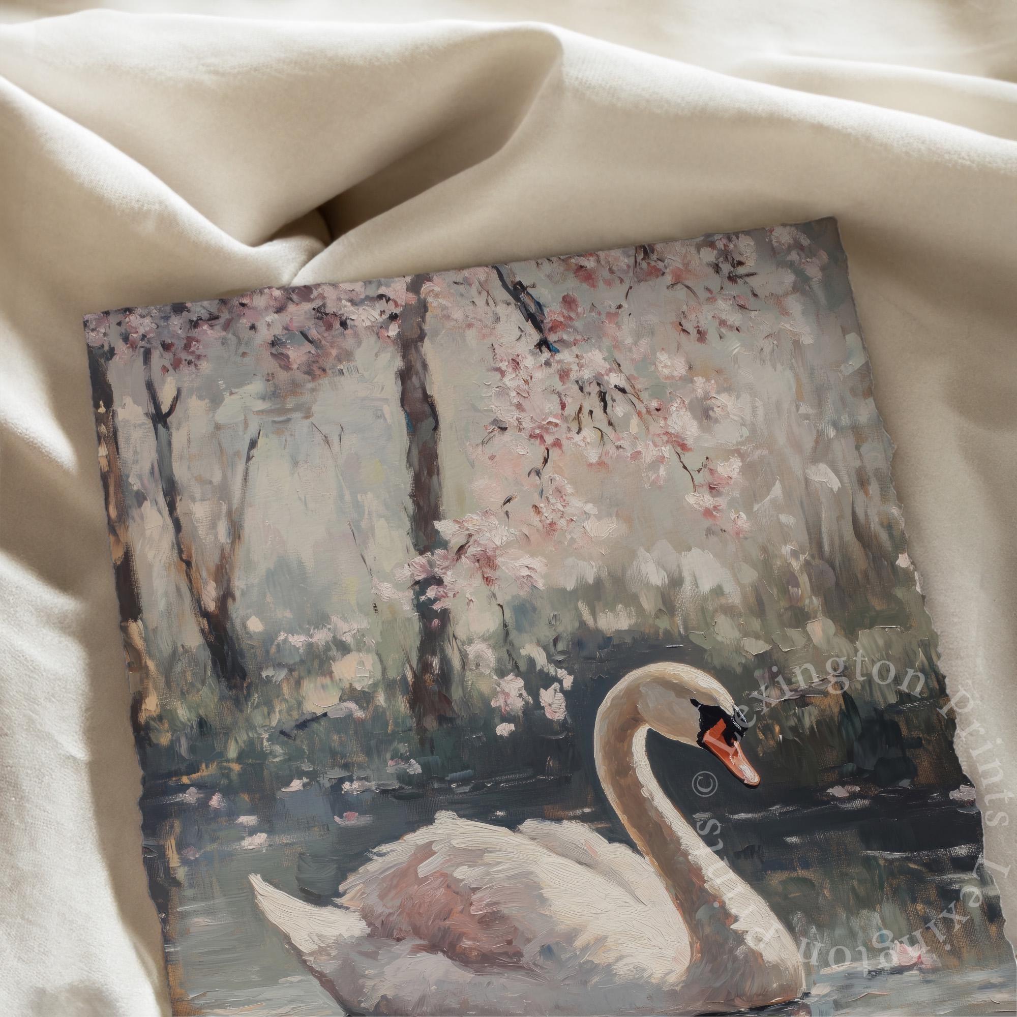 White Swan Art Print, Vintage PRINTABLE Wall Art, Spring Print Nursery ...