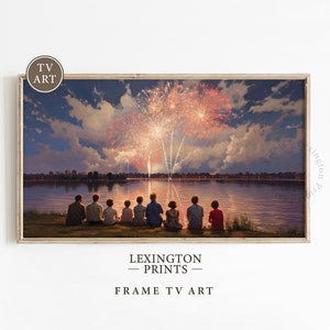 Summer 4th of July Fireworks TV Art Patriotic TV Art, Summer Frame TV Art, 4th of July Tv Art July 4th Party Decor, Lake Landscape Art 697
