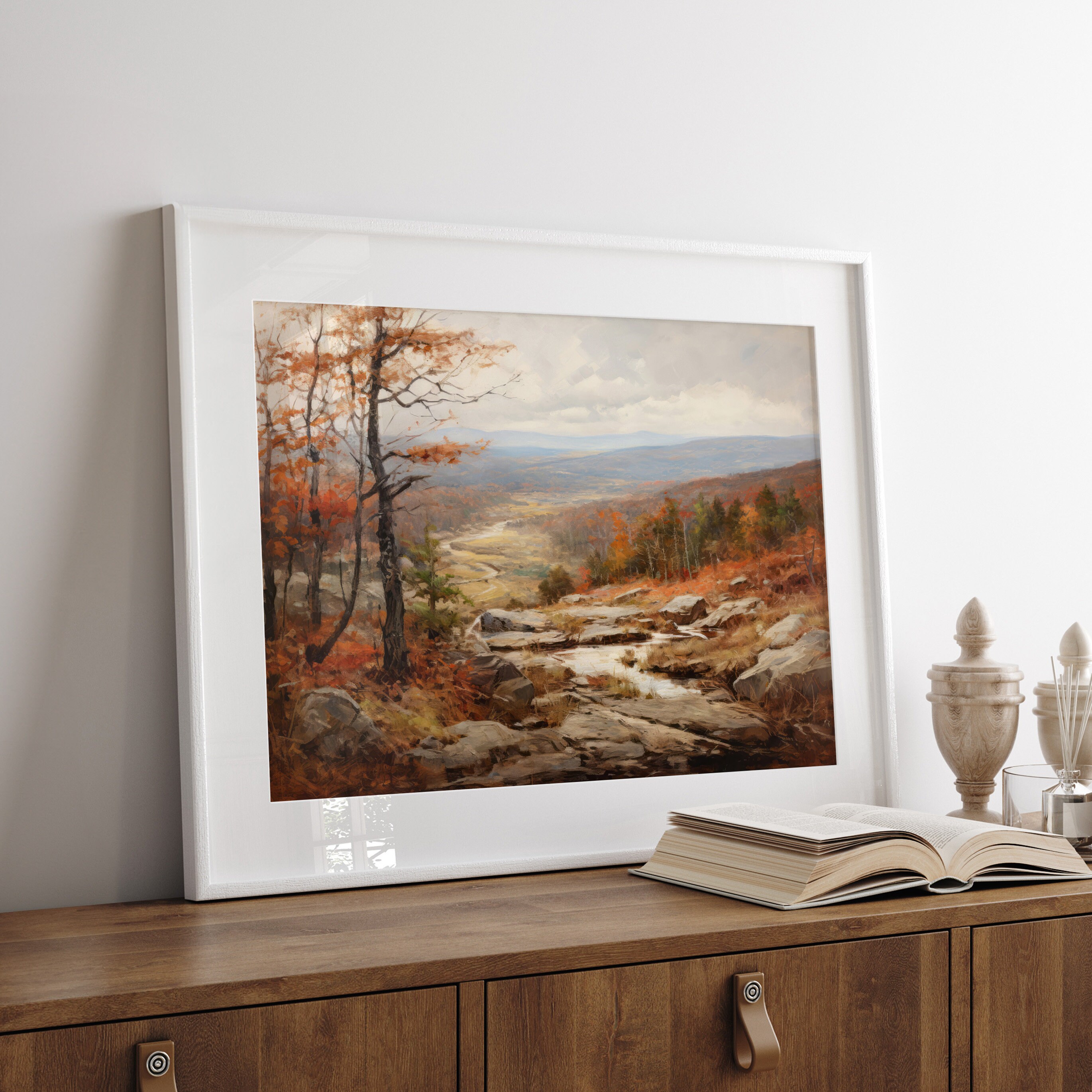 Autumn Landscape Painting Vintage Fall Art Autumn Decor Rustic Moody ...