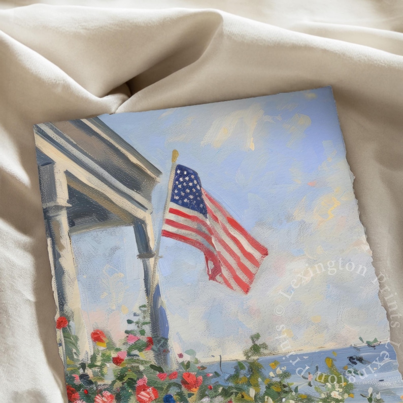 Coastal American Flag Print, Summer PRINTABLE Wall Art, 4th of July ...