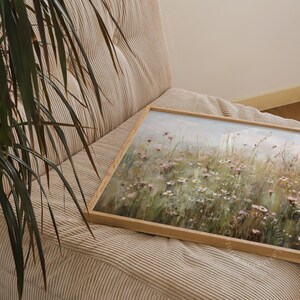Printable Wildflower Field Landscape Vintage Painting, Pink Spring Print Farmhouse Print Neutral Wall Art Spring Art Digital Download 573 image 8