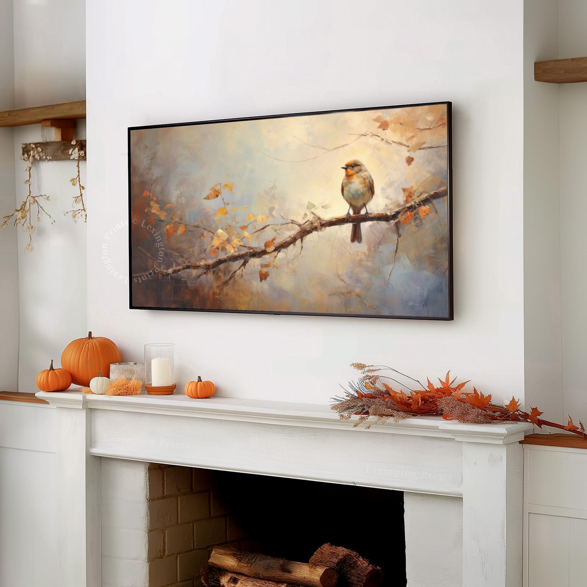 Bird Fall Decor Rustic Fall Frame TV Art Fall Bird Art Frame TV Art ...