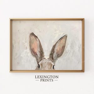 Vintage Easter Bunny Print, Easter PRINTABLE Wall Art, Muted Spring Rabbit Painting, Rustic Farmhouse Decor Art Neutral Easter Wall Art 1061