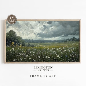 Dark Raining Wildflower TV Art, Spring Frame TV Art, Raining Tv Art Moody Flower Tv Art, Dark Landscape Moody Home Decor Digital File 1072