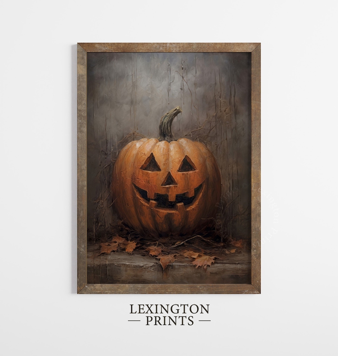 Jack O Lantern Art Halloween Decor Printable Pumpkin Decor Painting ...