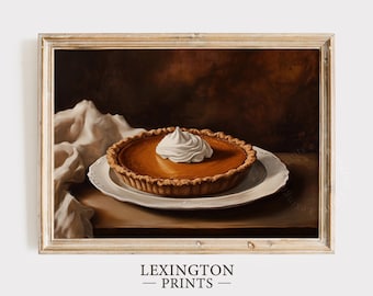 Fall Pumpkin Pie Print, Fall PRINTABLE Wall Art, Fall Print Autumn Wall Decor, Vintage Fall Kitchen Decor, Thanksgiving Home Decor Food 1292