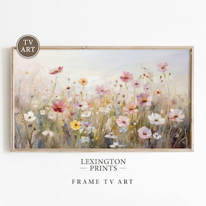 Neutral Wildflower TV Art Spring TV Art, Samsung Frame TV Art, Easter Tv Art Neutral, Spring Decor Vintage Farmhouse Tv Art Floral Art 635