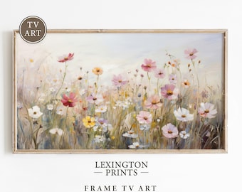 Neutral Wildflower TV Art Spring TV Art, Samsung Frame TV Art, Easter Tv Art Neutral, Spring Decor Vintage Farmhouse Tv Art Floral Art 635