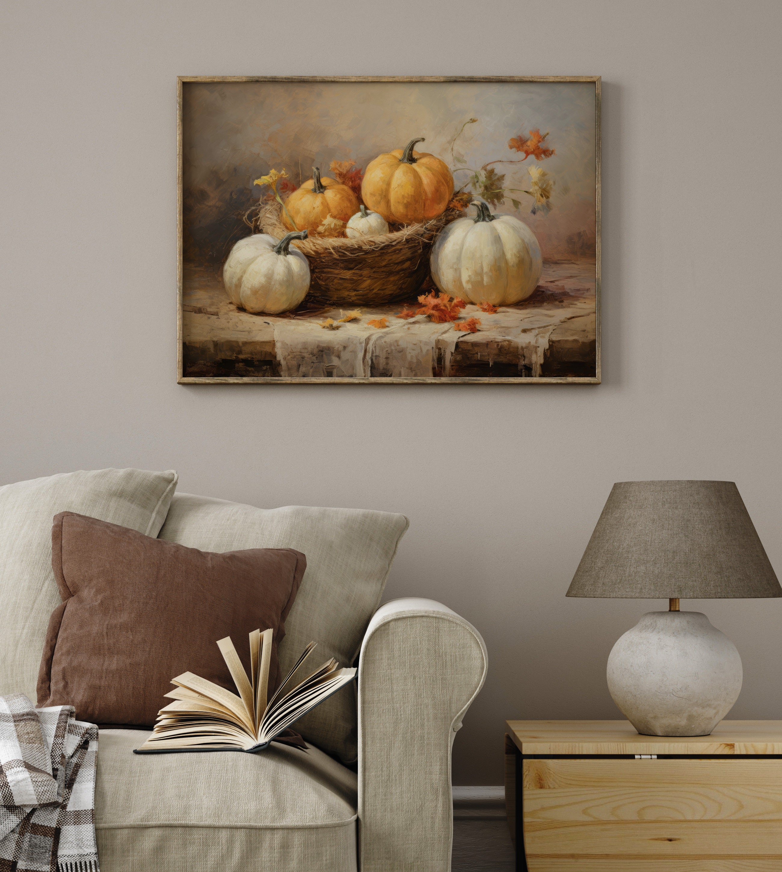 Rustic Fall Wall Decor Printable Pumpkin Still Life Painting - Etsy