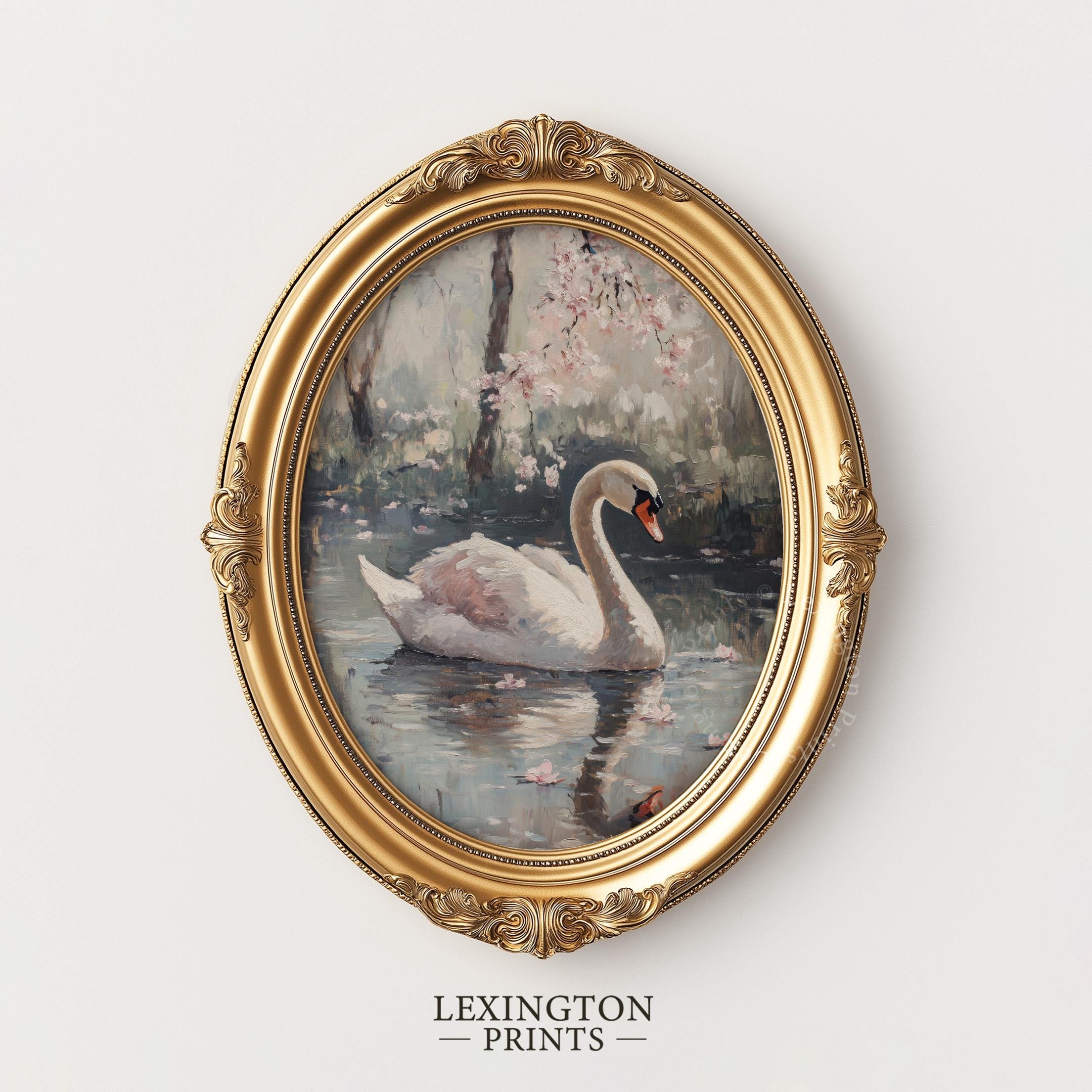 White Swan Art Print, Vintage PRINTABLE Wall Art, Spring Print Nursery ...