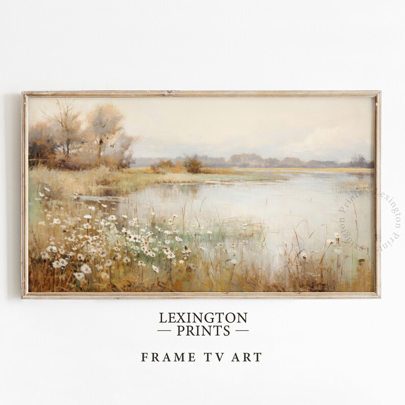 Vintage Spring Frame TV art bundle set of 16 for Samsung Frame TV of Spring wildflowers, cottages, bunnies, and more. This Spring wall art decor can also be used as Easter decor. The shop name Lexington Prints is listed below.