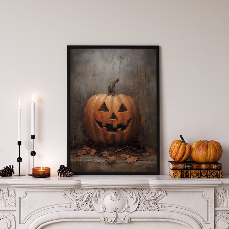 Jack O Lantern Art Halloween Decor Printable Pumpkin Decor Painting ...