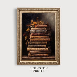 Vintage book art painting oil painting art print displayed in an antique frame against a white background. The painting features intricate brushwork and colors. The shop name Lexington Prints is written out beneath the wall art frame.
