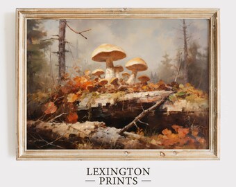 Fall Wall Print Mushroom Fall Painting Fall Vintage Fall Decor Autumn Decor Rustic Mushroom Art Nature Wall Art Forest Art Fall Print 346