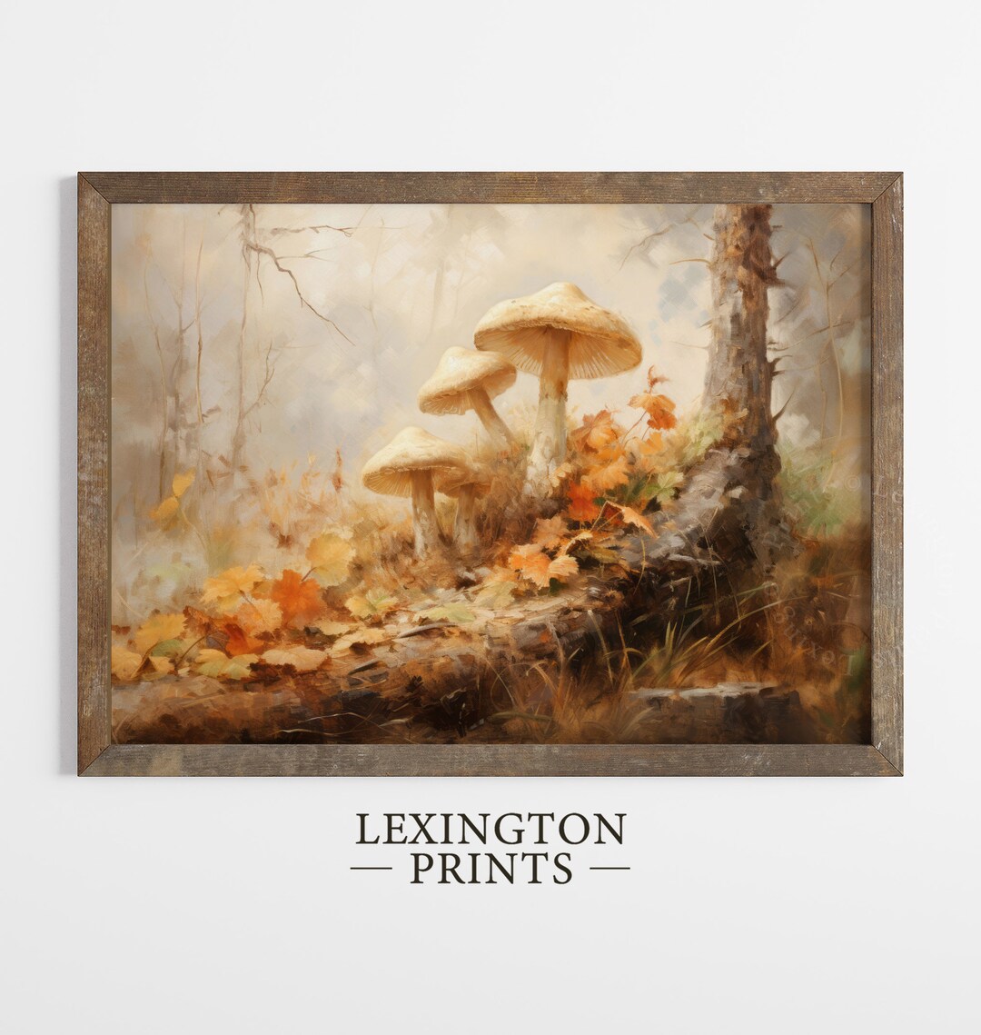 Rustic Fall Wall Art Mushroom Fall Painting Fall Vintage Fall Decor ...