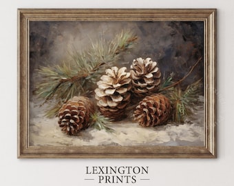 Christmas Decor Vintage Christmas Pinecone Decor Still Life Rustic Christmas Wall Art Pinecone Holiday Decor Winter Art Nature Wall Art 161