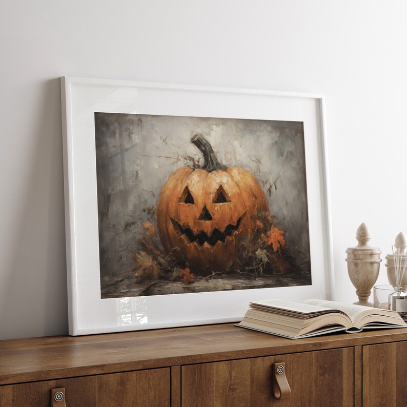 Jack O Lantern Art Halloween Wall Art Printable Pumpkin Decor Painting ...