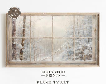 Snowy Window Christmas Frame TV Art Christmas Forest Wall Art Landscape Christmas Wall Art Winter Cottagecore Winter Samsung Frame TV 281