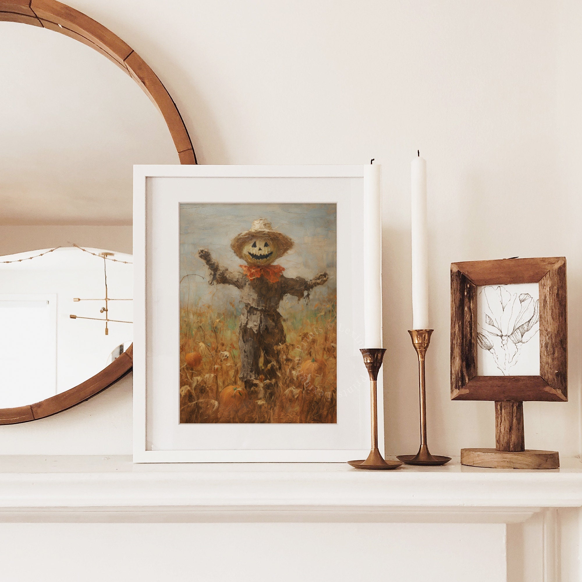 Fall Rustic Halloween Wall Art Jack O Lantern Art Scarecrow Printable ...