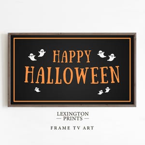 Vintage Halloween Frame TV art for Samsung Frame TV set of 18. This is a bundle of spooky Halloween TV art of jack o lanterns, ghosts, witches, pumpkins, etc and is meant to be displayed in a Frame TV. The shop name Lexington Prints is listed beneath