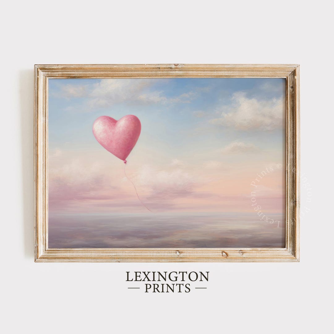 Pink Valentines Day Heart Balloon Cloud Painting Valentines Day Decor ...