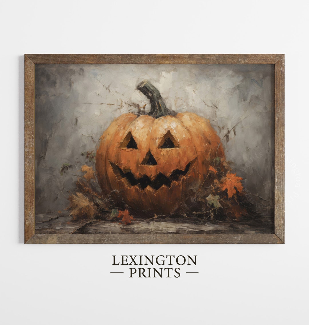 Jack O Lantern Art Halloween Wall Art Printable Pumpkin Decor Painting ...