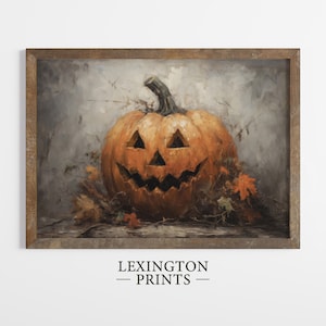 Jack o Lantern Art Halloween Wall Art Printable Pumpkin Decor Painting Halloween Decor Rustic Fall Vintage Halloween Home Decor Fall 175