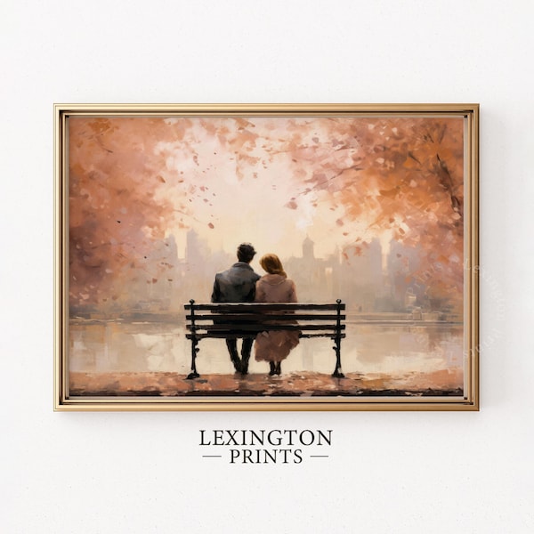 Couple Art Valentines Day Print Valentines Day Gift Valentines Wall Art Valentines Day Decor Landscape Painting Fall Decor Fall Wall Art 546